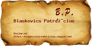 Blaskovics Patrícius névjegykártya